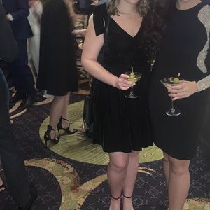 Black crushed velvet cocktail dress